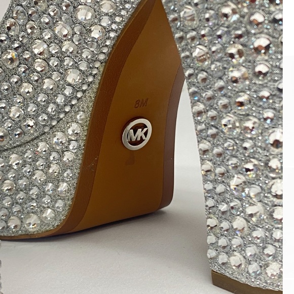 NWT Bridal MICHAEL Michael Kors Fallon Mary Jane Glitter Bedazzled Heels… - Picture 10 of 16
